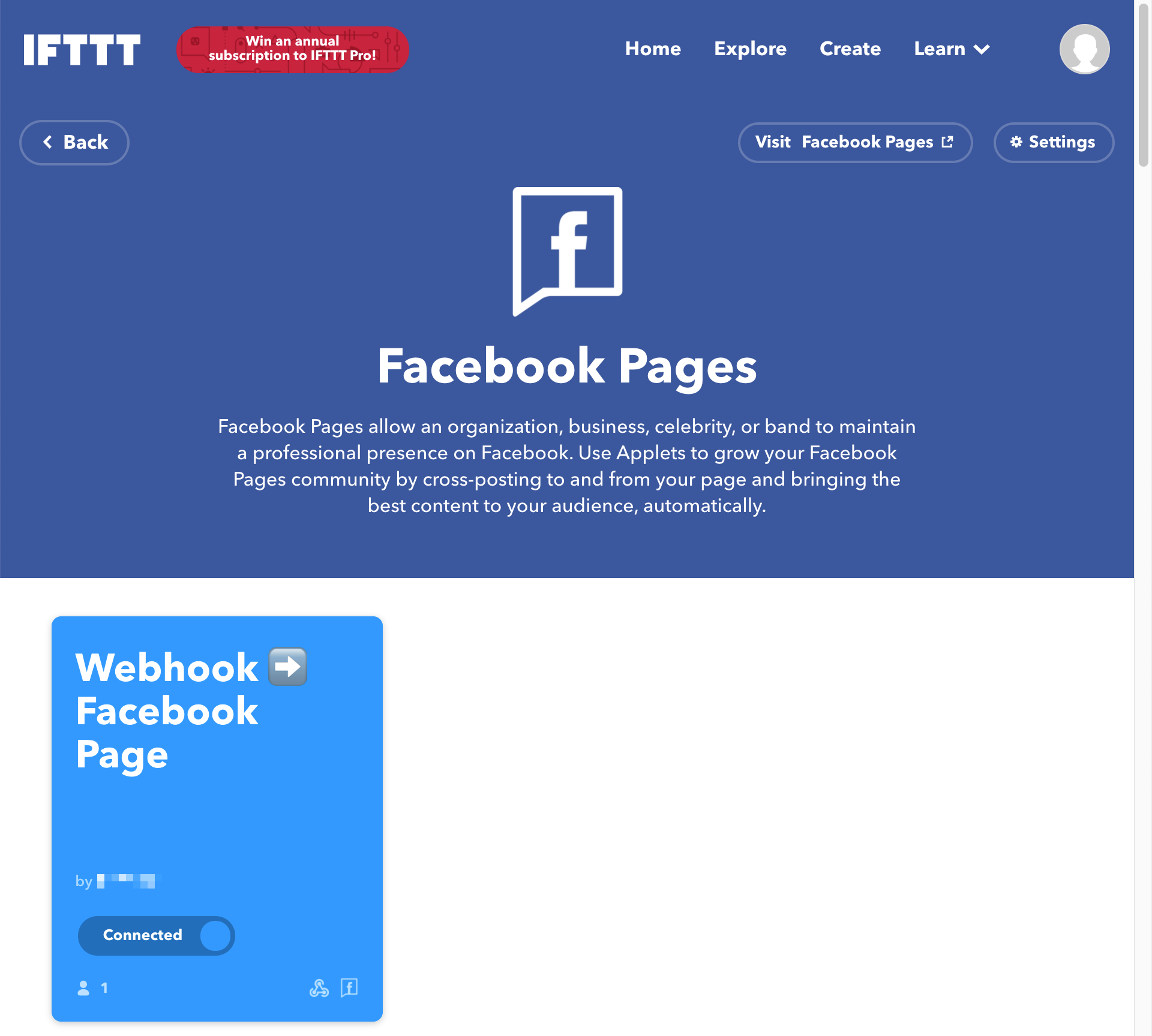 IFTTT Facebook Connecto