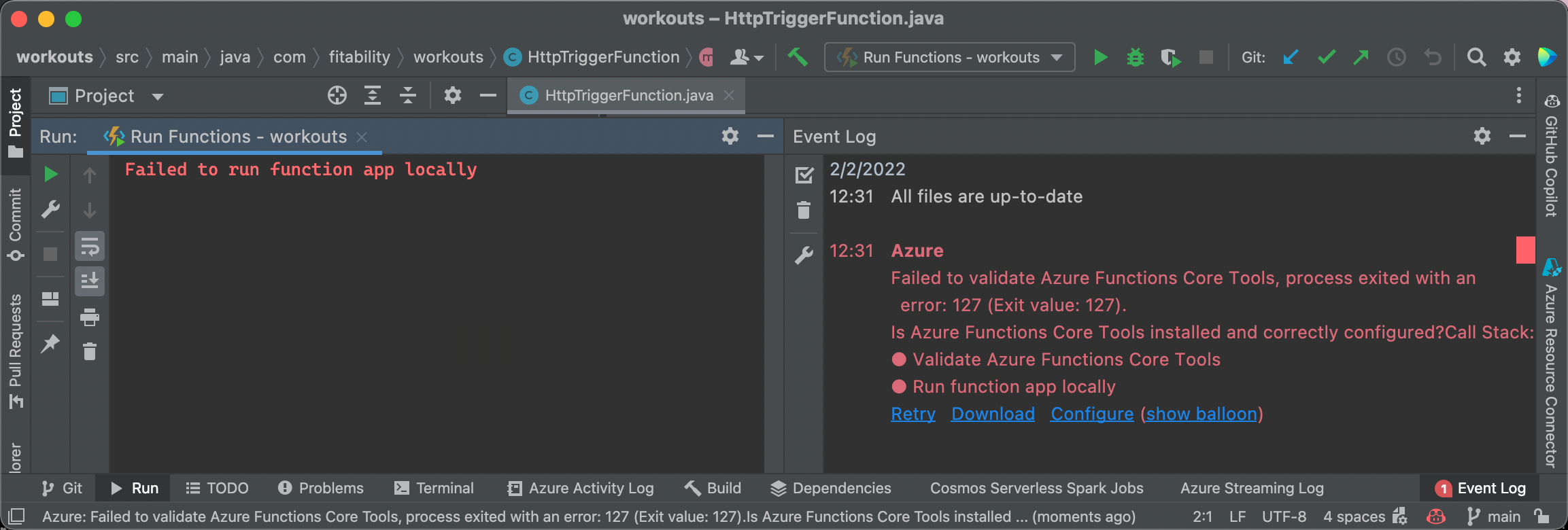 Run Azure Functions app via IntelliJ on Mac via Finder