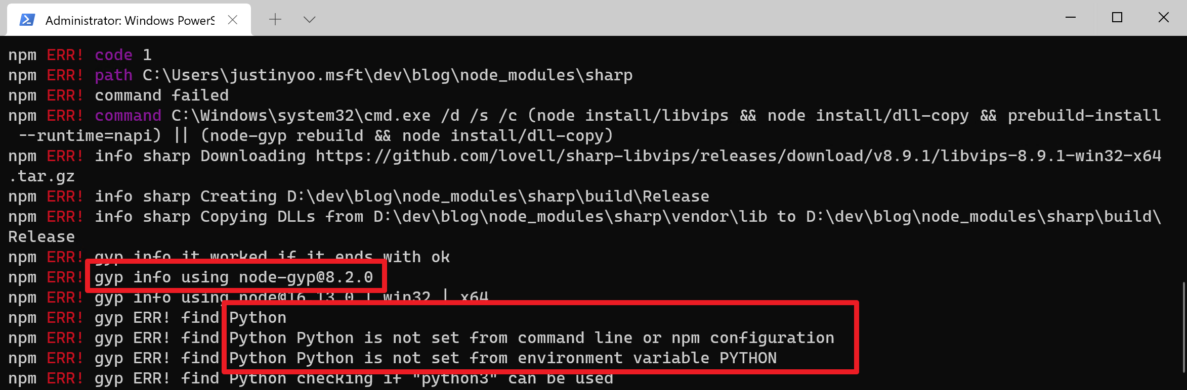 Python not found error