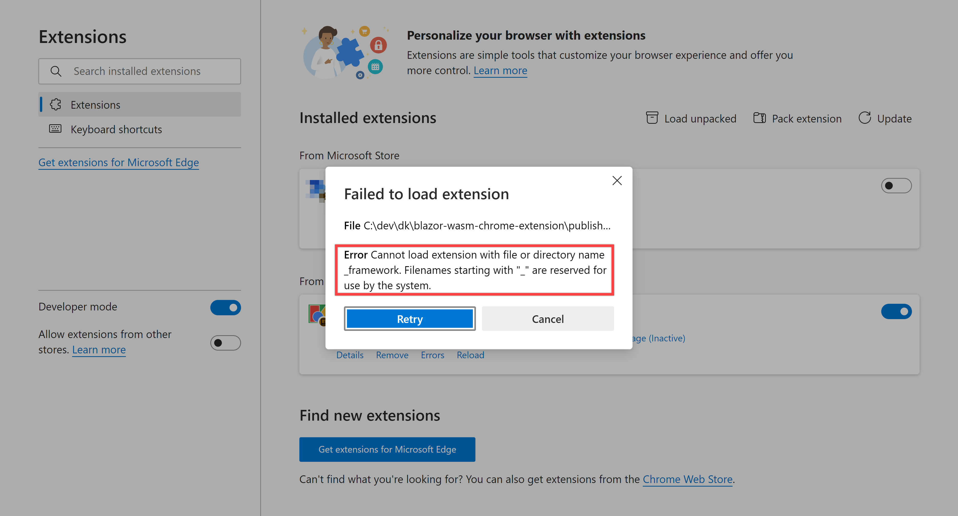 Chrome Extension registration error #1