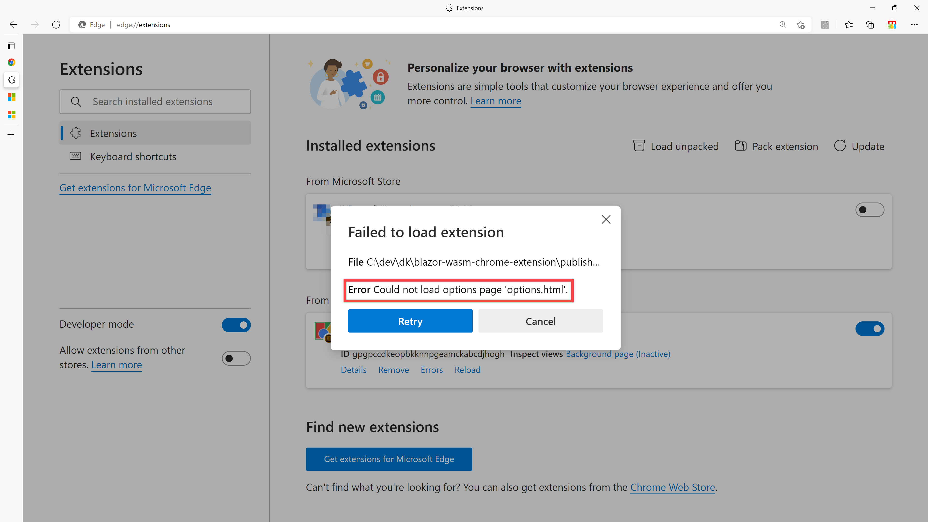 Chrome Extension registration error #2