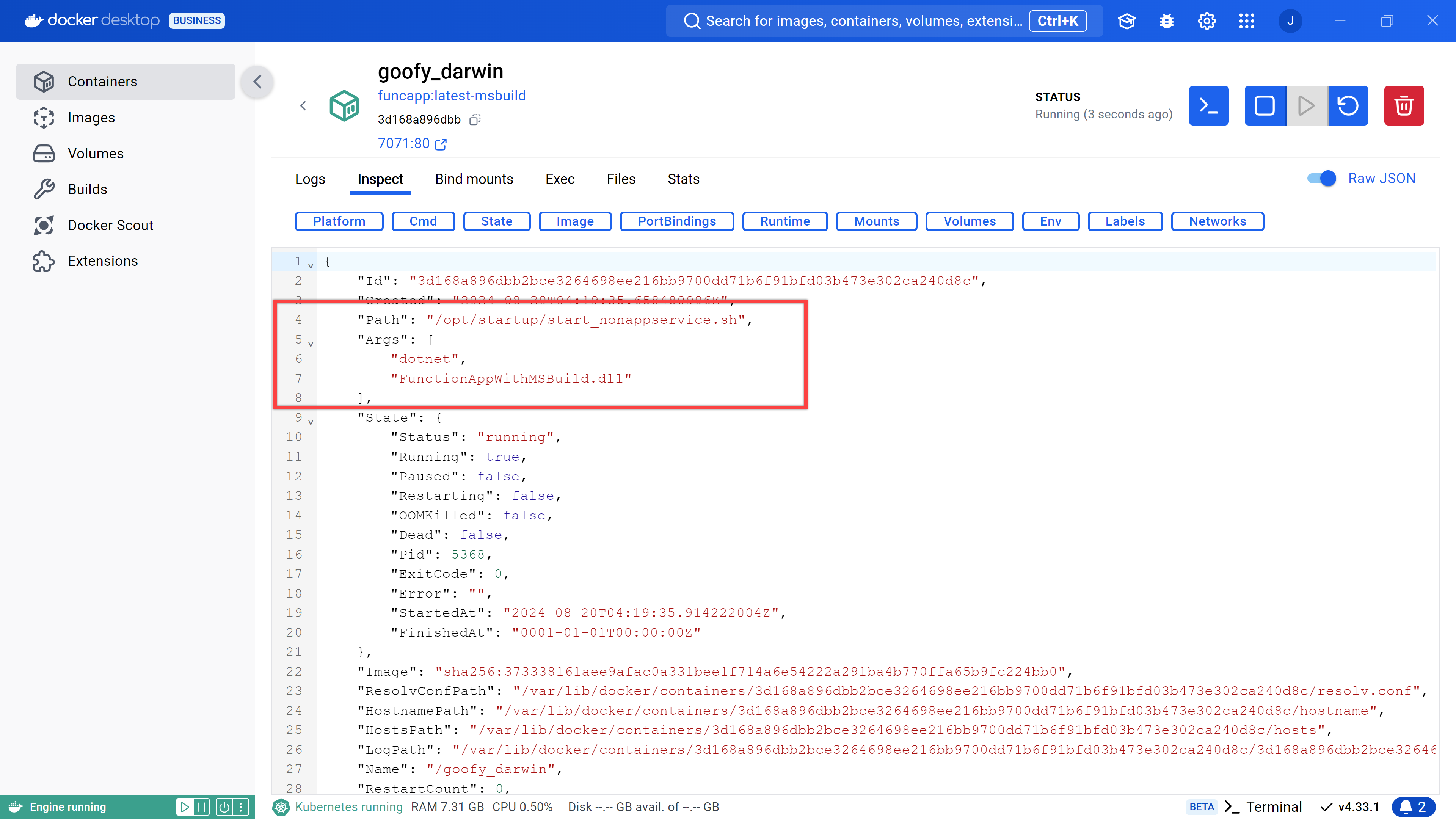 Container running Azure Functions app #2